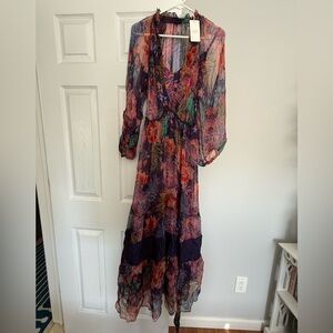 Johnny Was Multicolor Floral Long Sleeve Dress